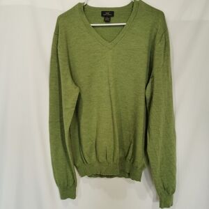 346 Brooks Brothers 88% Merino Wool V-Neck Sweater in Green - Sz L